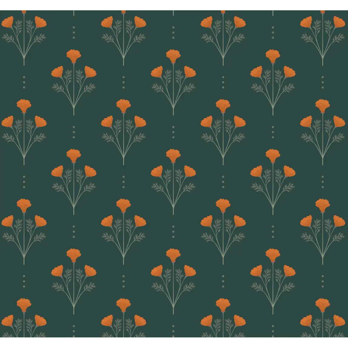 Liv Wallpaper - Floral Block Print - by Kourtni Gunn - Sample 1 foot by 1 foot / Green - Loomwell Home Goods