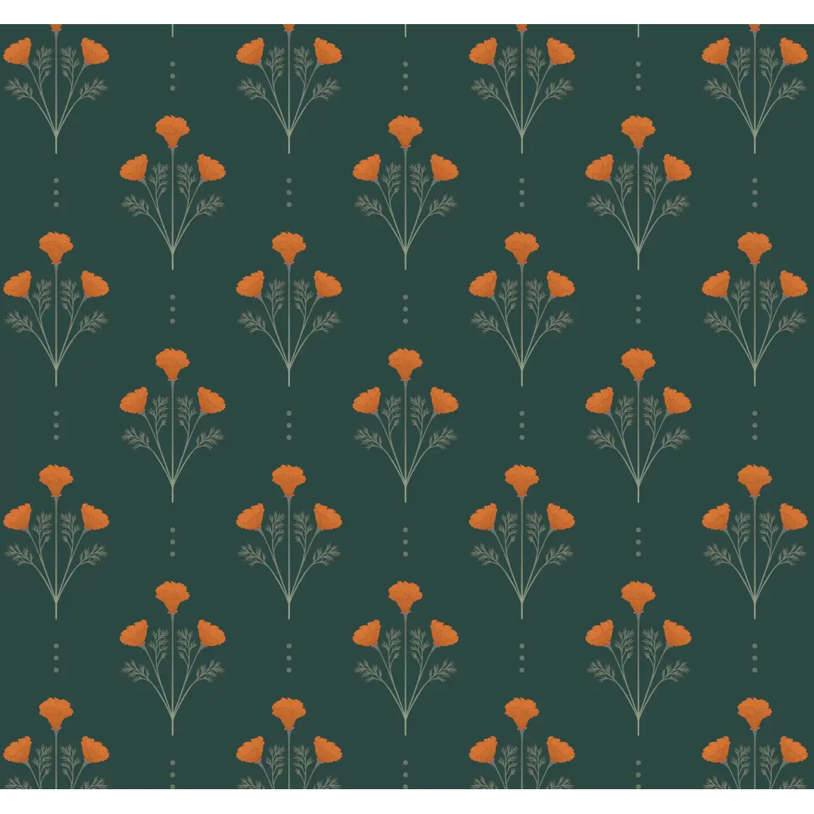 Liv Wallpaper - Floral Block Print - by Kourtni Gunn - Sample 1 foot by 1 foot / Green - Loomwell Home Goods
