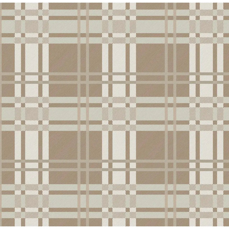 Lockwood Wallpaper - Large Scale Plaid - by Zenclover - Sample 1 foot by 1 foot / Brown and Sage - Loomwell Home Goods
