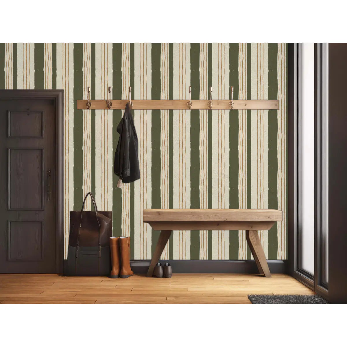 Lodge Wallpaper - Hand Drawn Stripes - by Cassandra Zaniboni - Loomwell Home Goods