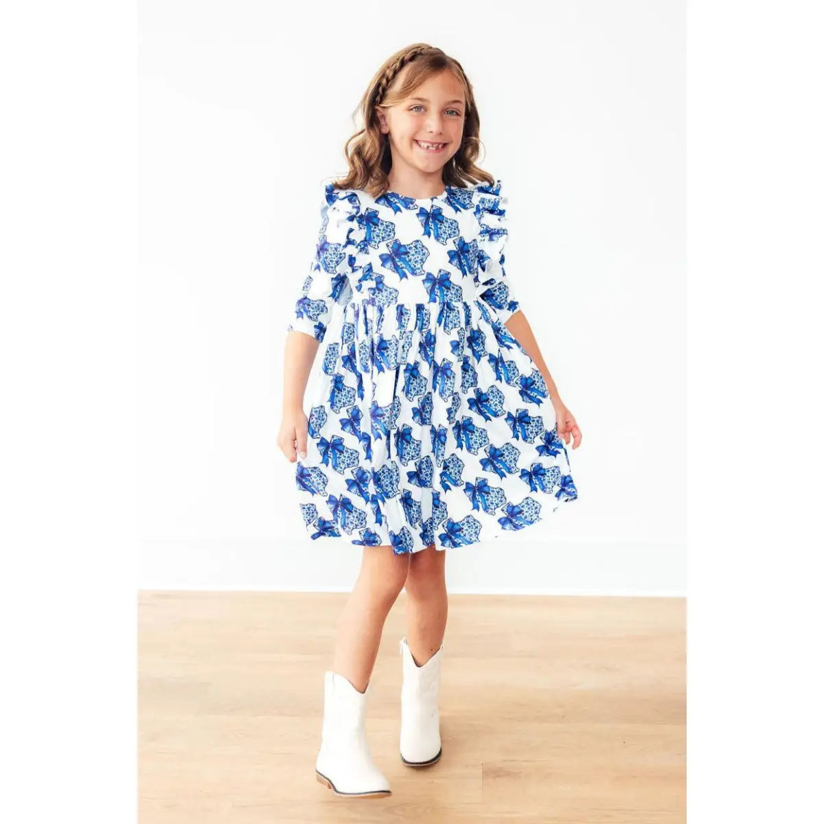 Lone Star 3/4 Sleeve Ruffle Twirl Dress - Mila & Rose ®