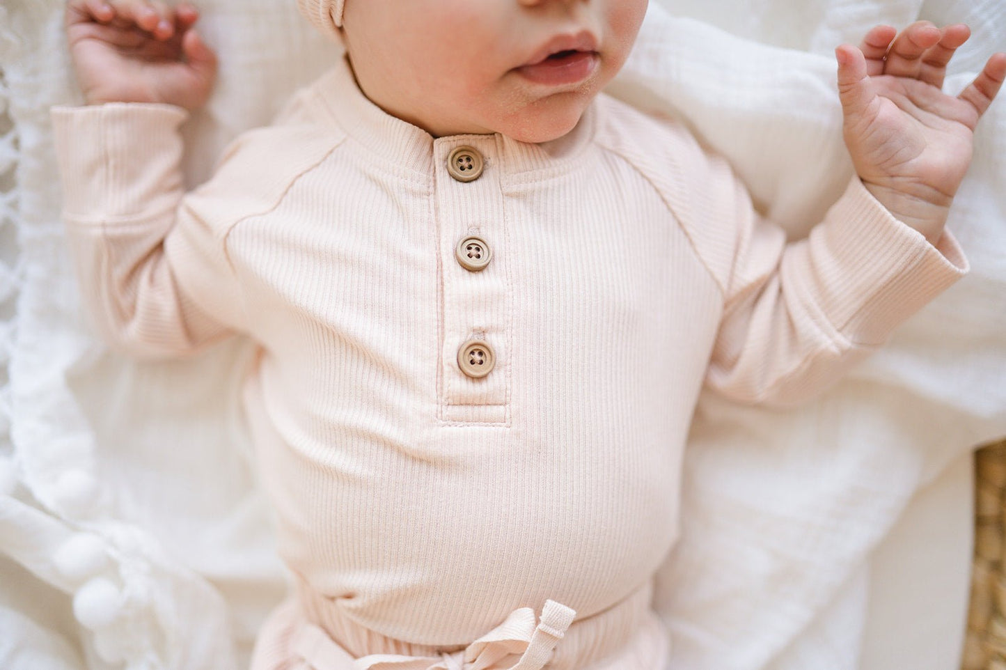 Bamboo Long Sleeve Shirt - Blush Ribbed - Harp Angel Boutique