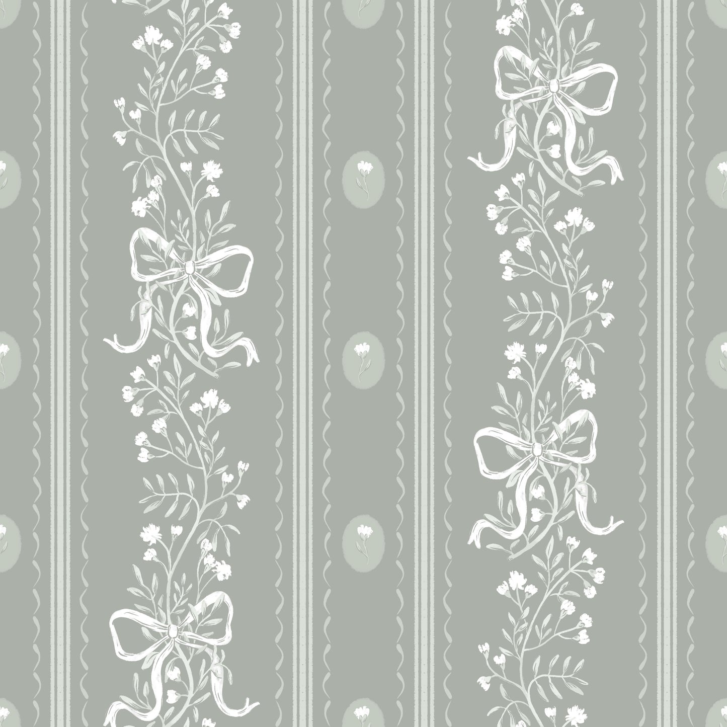 Dottie Wallpaper by Zanet From Wonderland - Sample 1 foot by 1 foot / Sage - Loomwell Home Goods