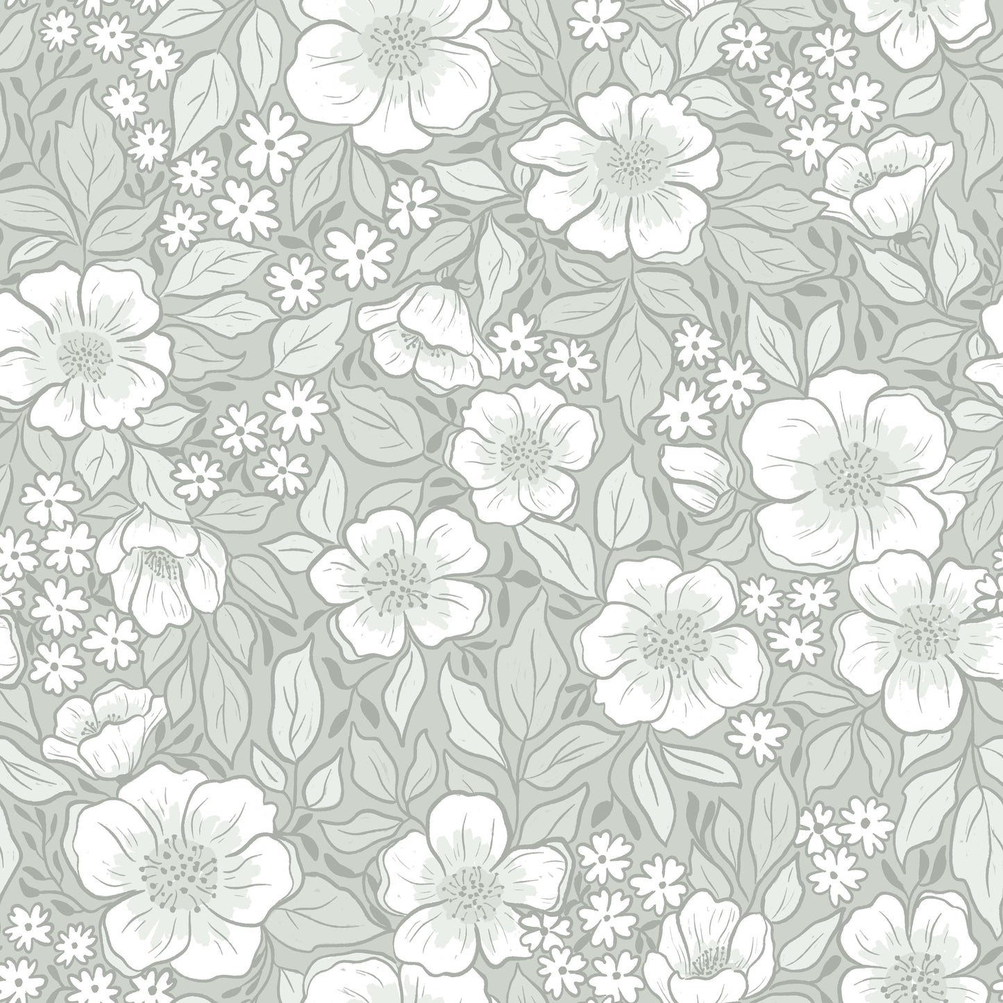 Abby Wallpaper by Zanet From Wonderland - Sample 1 foot by 1 foot / Sage - Loomwell Home Goods