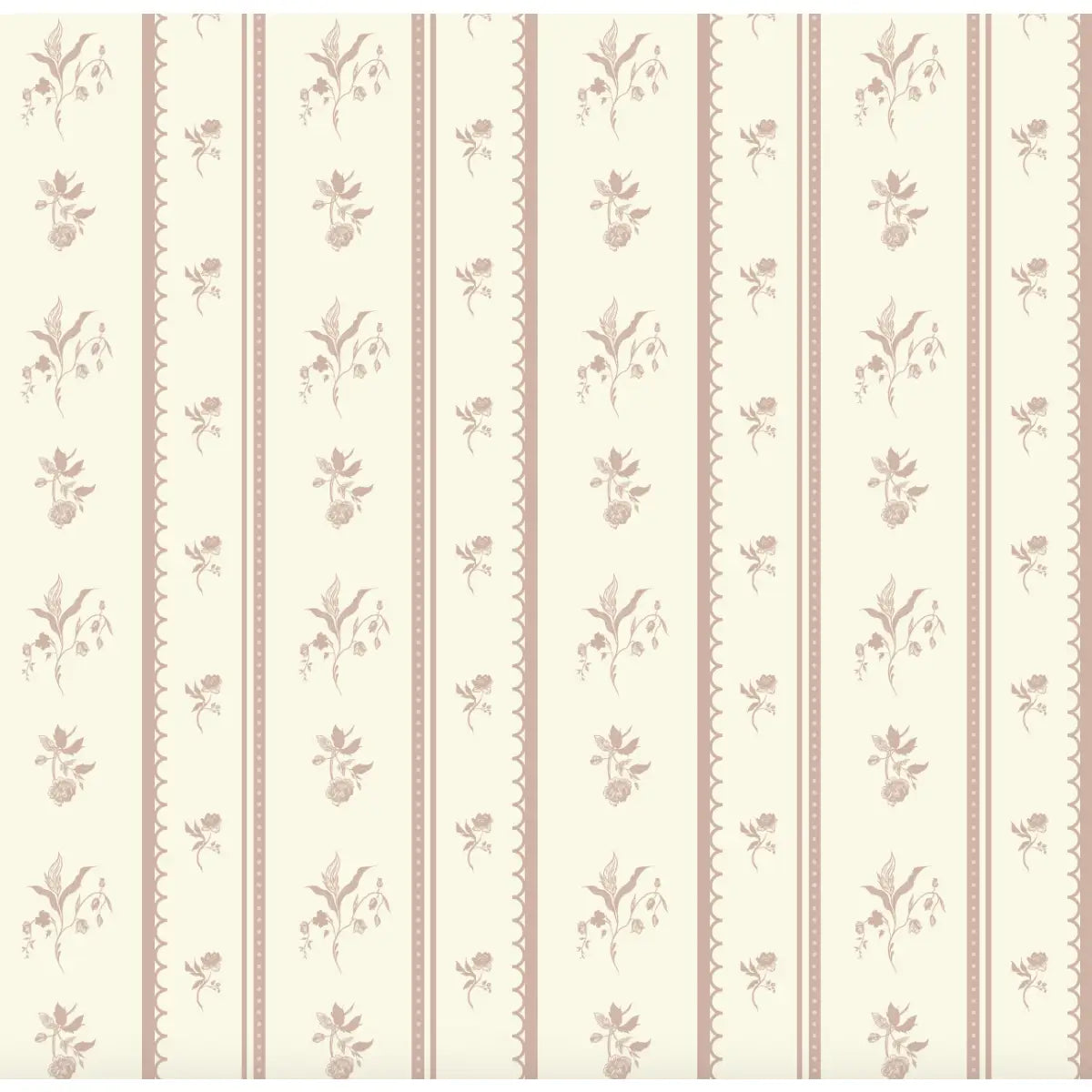 Lottie Wallpaper - Floral Stripe - by Ali Anni - Sample 1 foot by 1 foot / Pink - Loomwell Home Goods