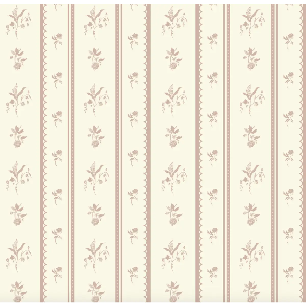 Lottie Wallpaper - Floral Stripe - by Ali Anni - Sample 1 foot by 1 foot / Pink - Loomwell Home Goods