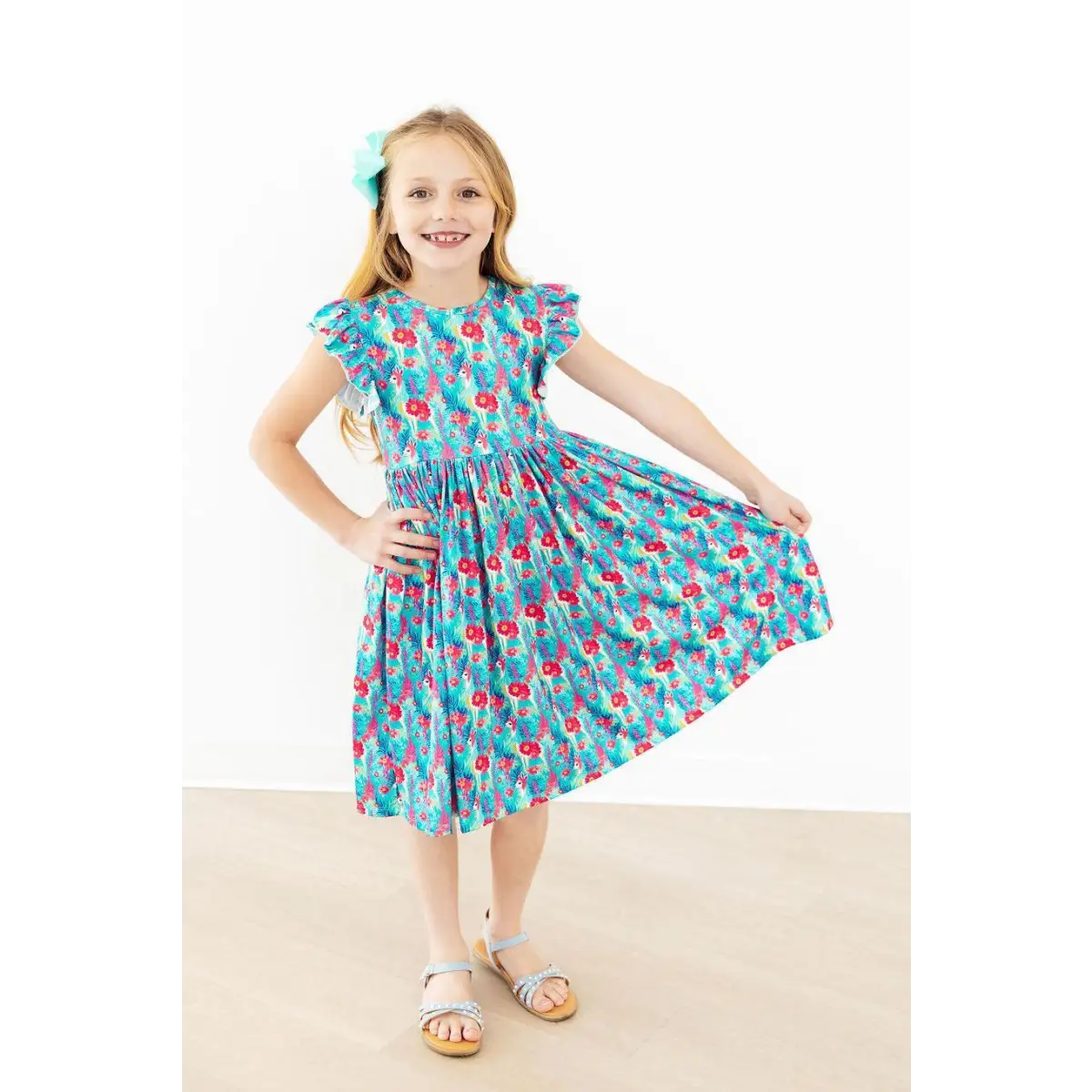 Flutter Sleeve Twirl Dress - Lovely Llamas - Mila & Rose ®