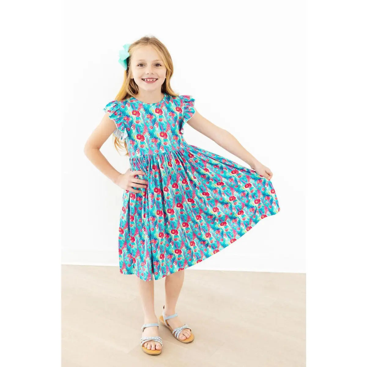 Flutter Sleeve Twirl Dress - Lovely Llamas - Mila & Rose ®
