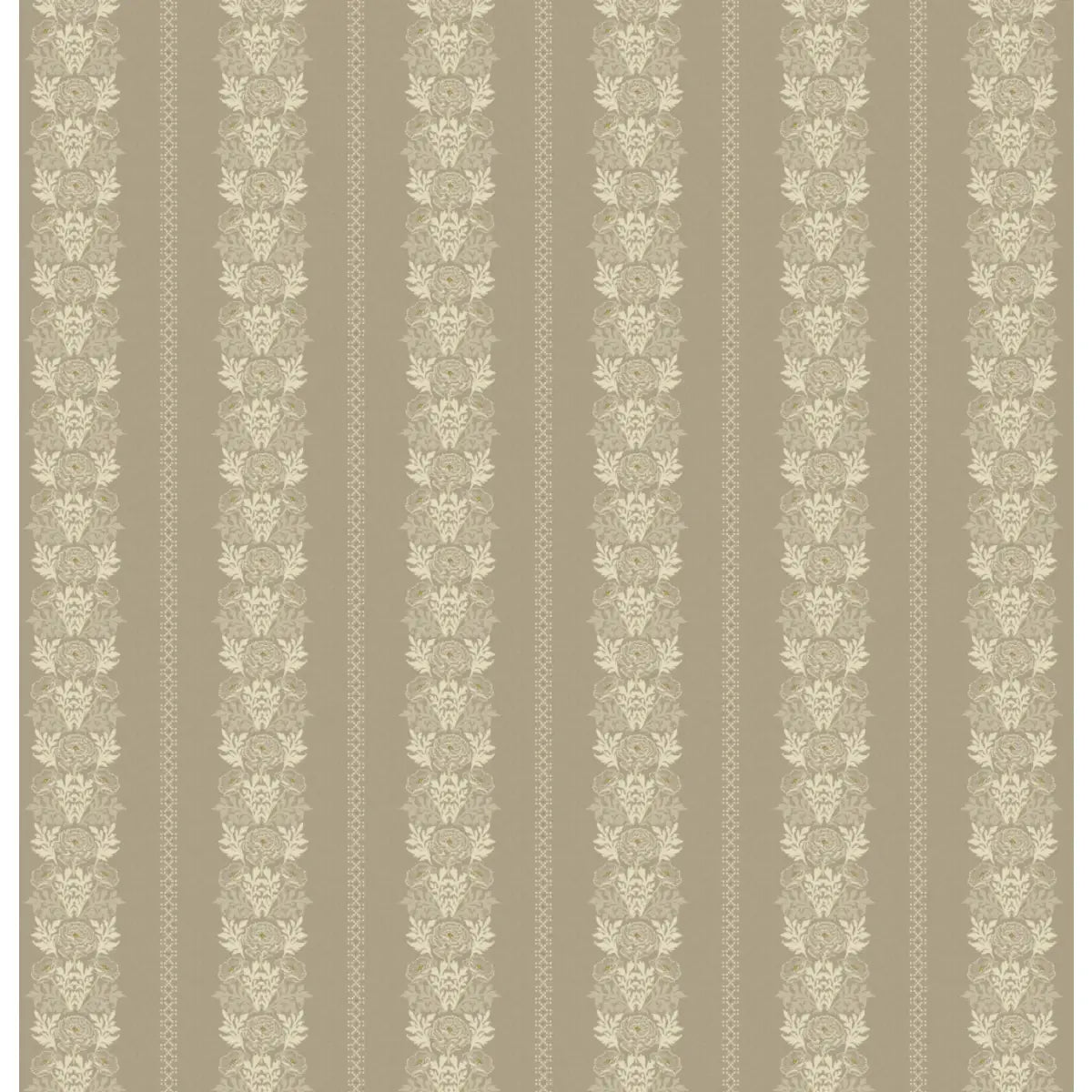 Lucia Wallpaper - Lacy Floral Stripe - by Yorkville Studio - Sample 1 foot by 1 foot / Taupe - Loomwell Home Goods