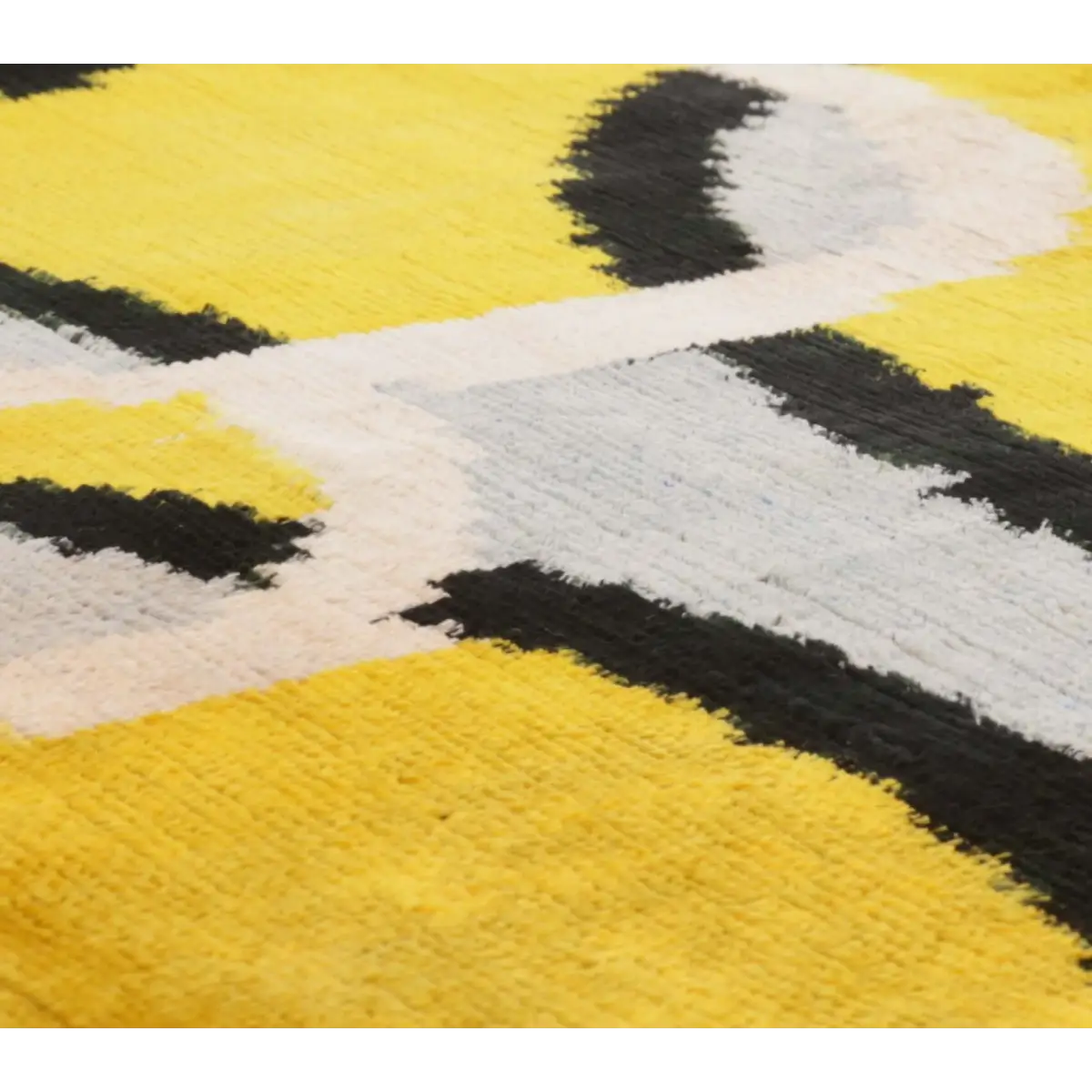 Luxurious 16x16 Silk Velvet Geometric Throw Pillow in Yellow and Gray – Down Feather Insert - Canvello