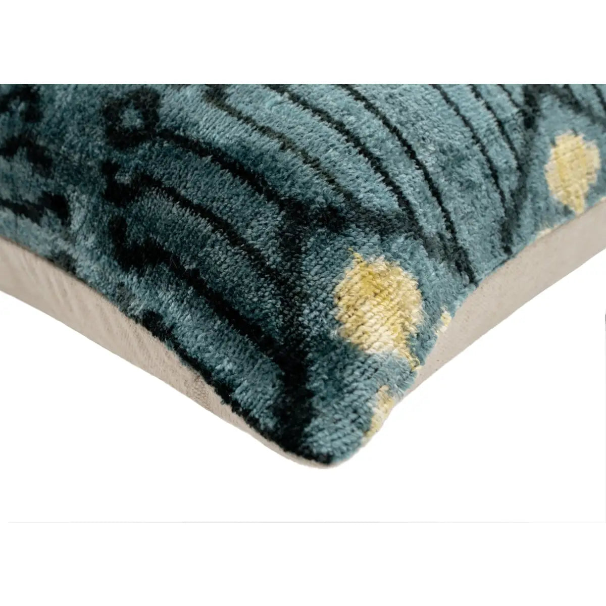 Luxurious 16x24 Handmade Ikat Silk Velvet Pillow with Premium Down Feather Insert by Canvello โ Striking Vegetable Dyed