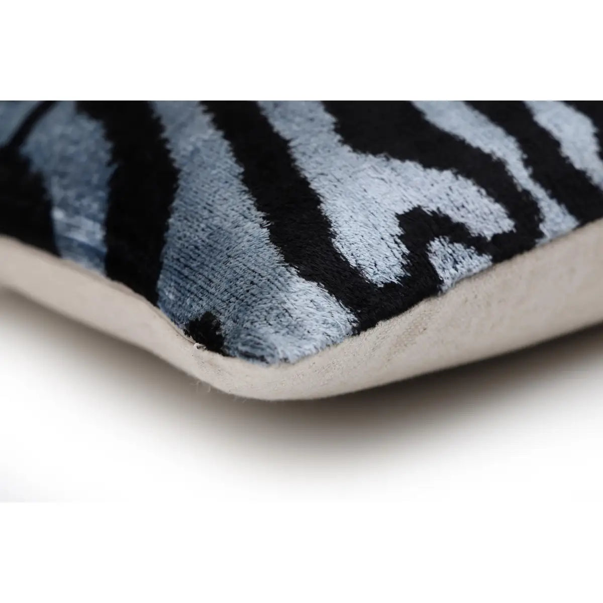 Luxury Blue Black Silk Velvet Throw Pillow 16x16 - Canvello
