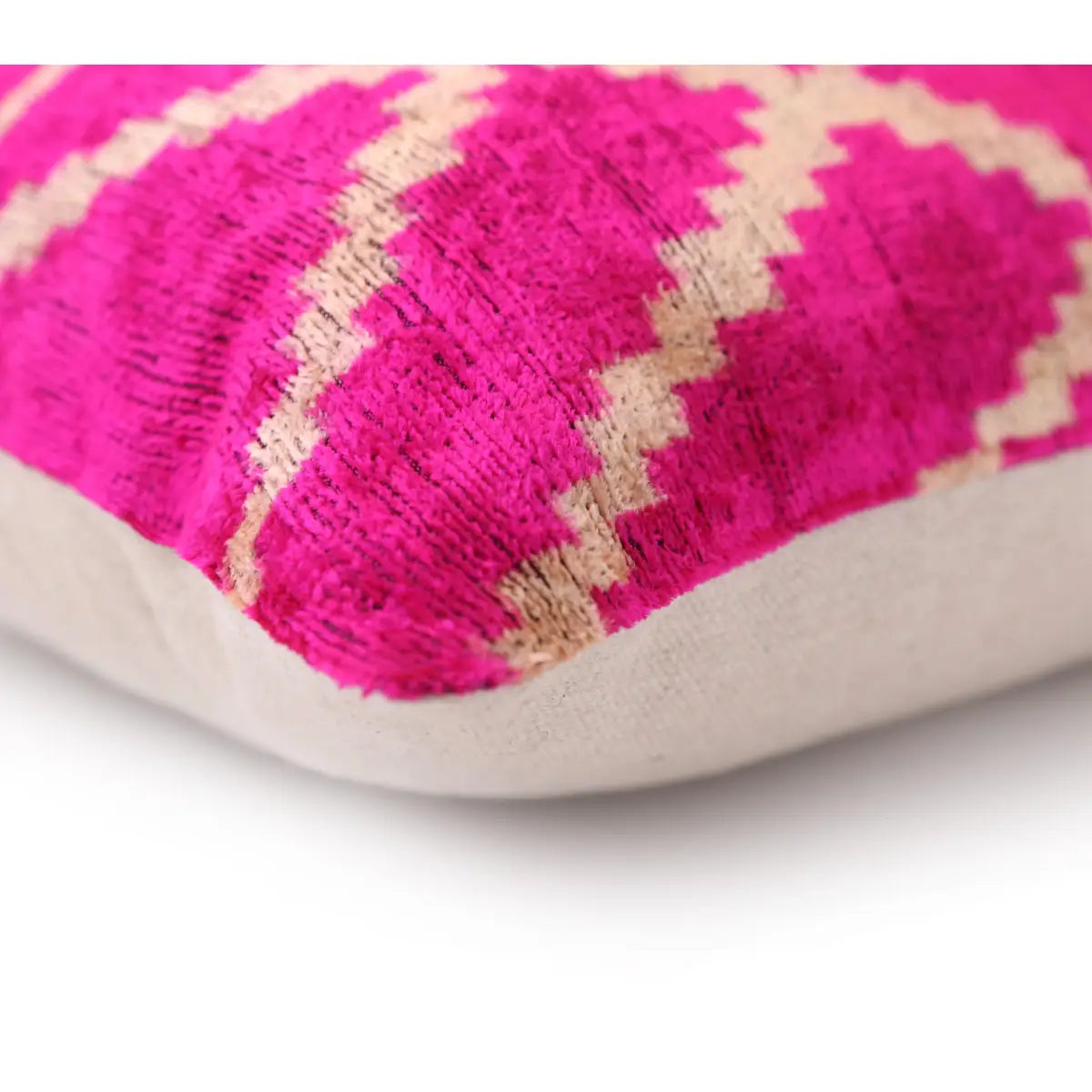 Luxury Fuchsia Pink Silk Velvet Throw Pillow 16x24 – Handmade Geometric Lumbar Cushion - Canvello