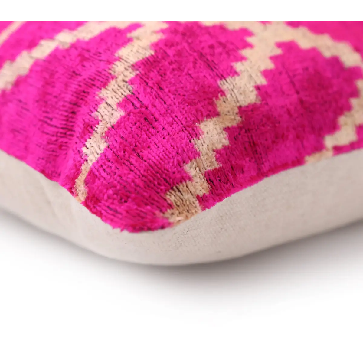 Luxury Fuchsia Pink Silk Velvet Throw Pillow 16x24 – Handmade Geometric Lumbar Cushion - Canvello