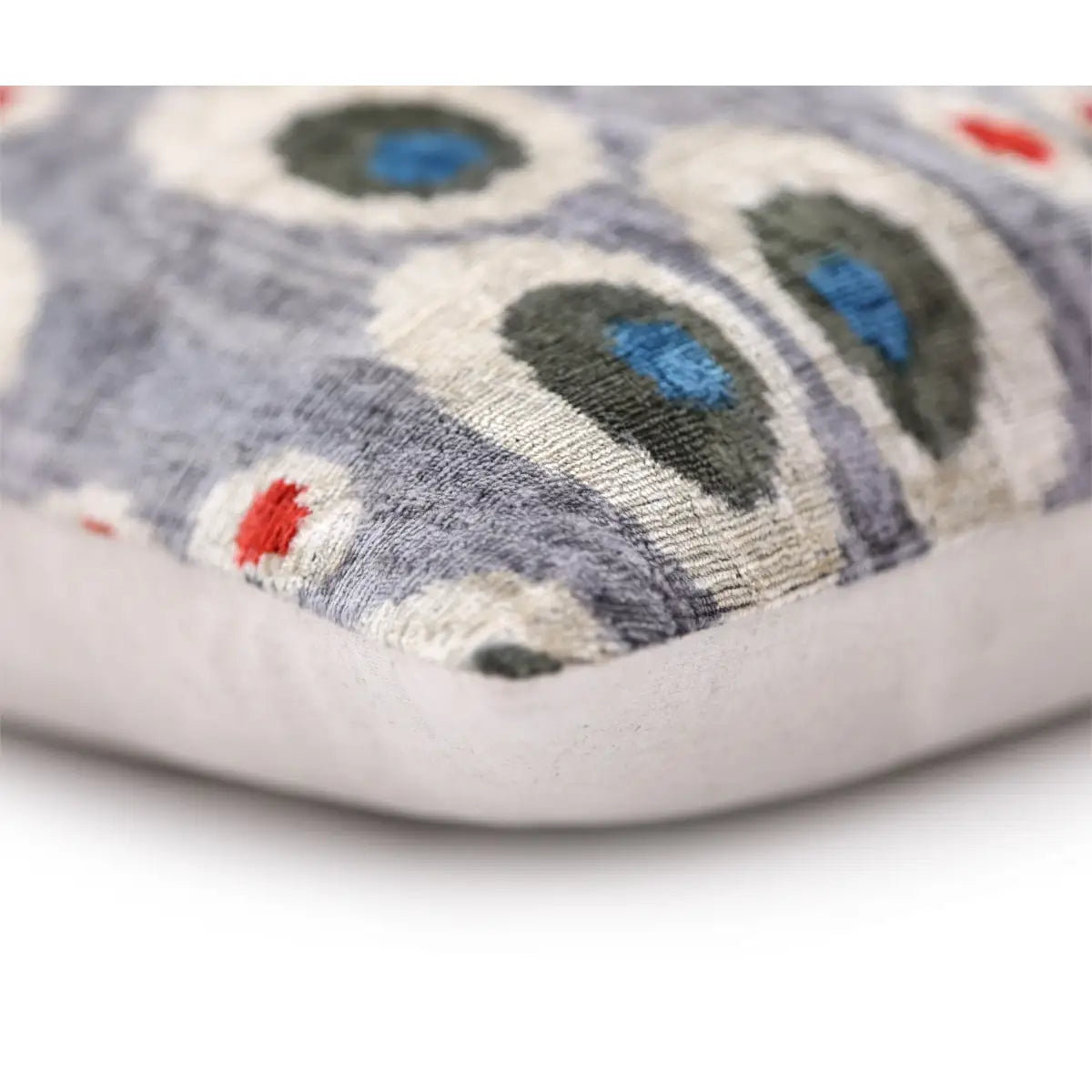 Luxury Gray Velvet Pillow 16x24 – Handmade Silk Lumbar Cushion with Modern Circle Motifs - Canvello