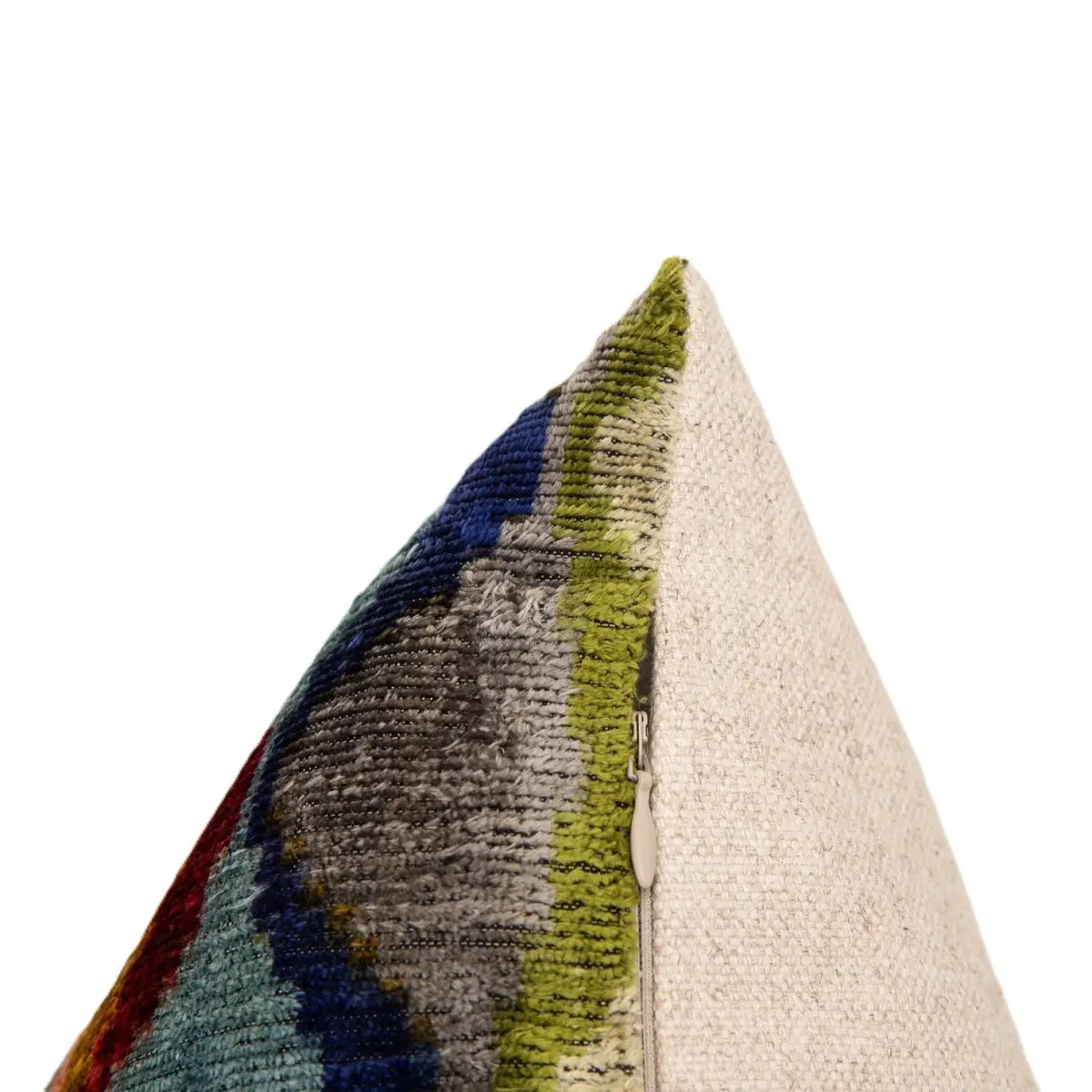 Luxury Handmade Silk Velvet Throw Pillow - 16x24 in Multicolored Geometric Design with Down Feather Insert - Canvello