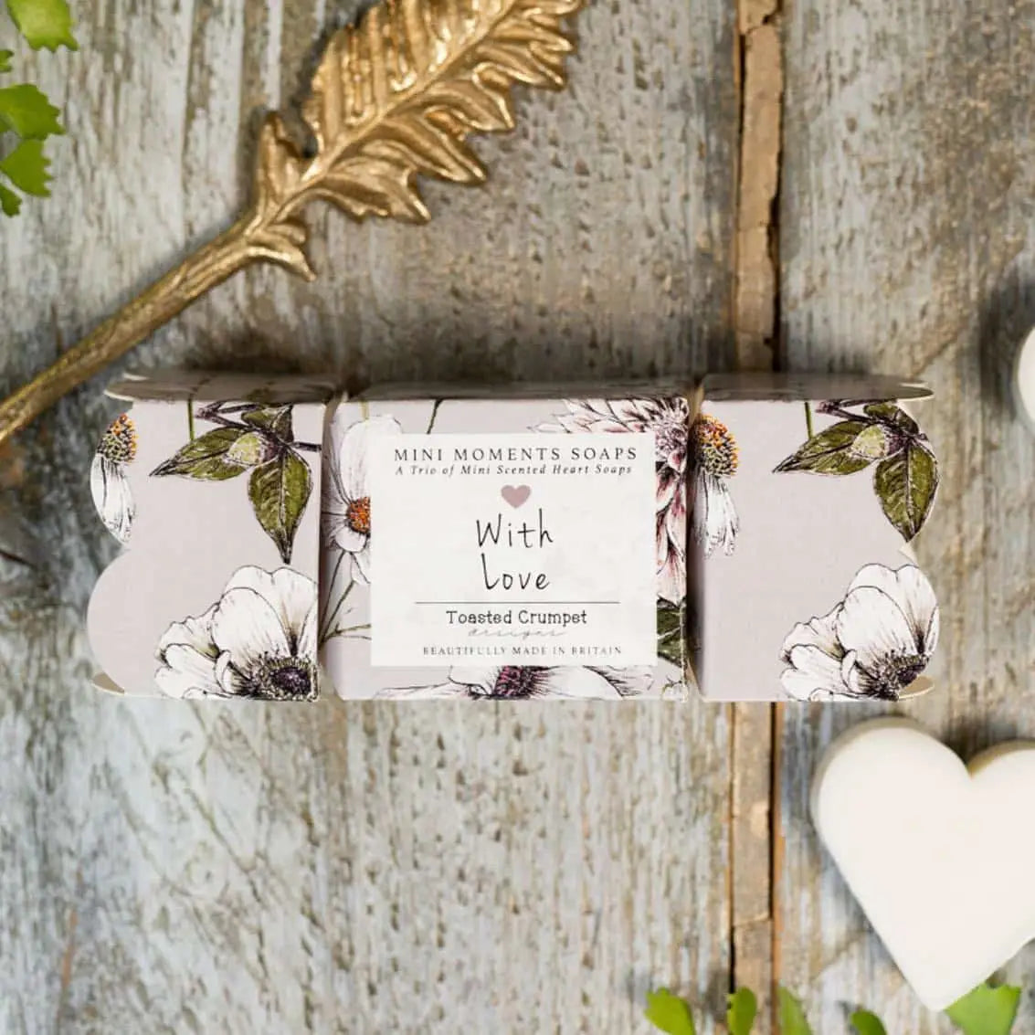 Luxury Mini Soaps in White Floral Gift Box - Toasted Crumpet (US Duties Paid)