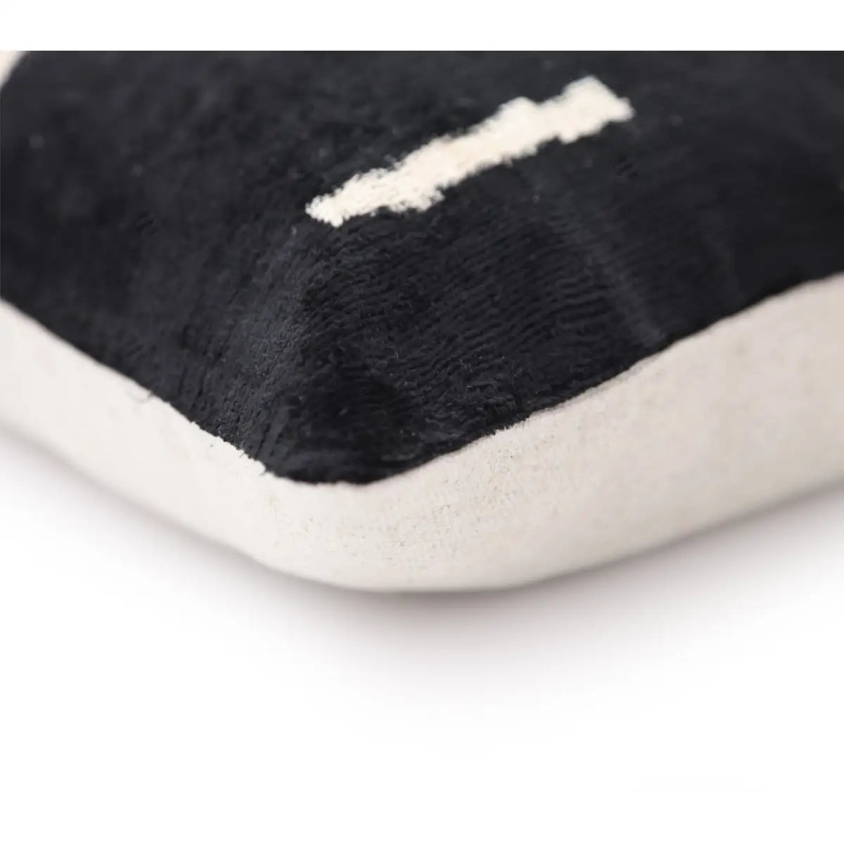 Luxury Minimalist Black Velvet Pillow 16x24 – Handmade Silk Lumbar Cushion with Ivory Accents - Canvello