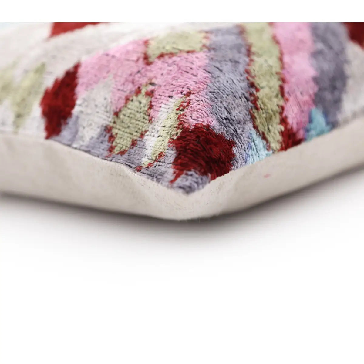 Luxury Multicolor Diamond Silk Velvet Throw Pillow 16x24 – Handmade Geometric Lumbar Cushion - Canvello