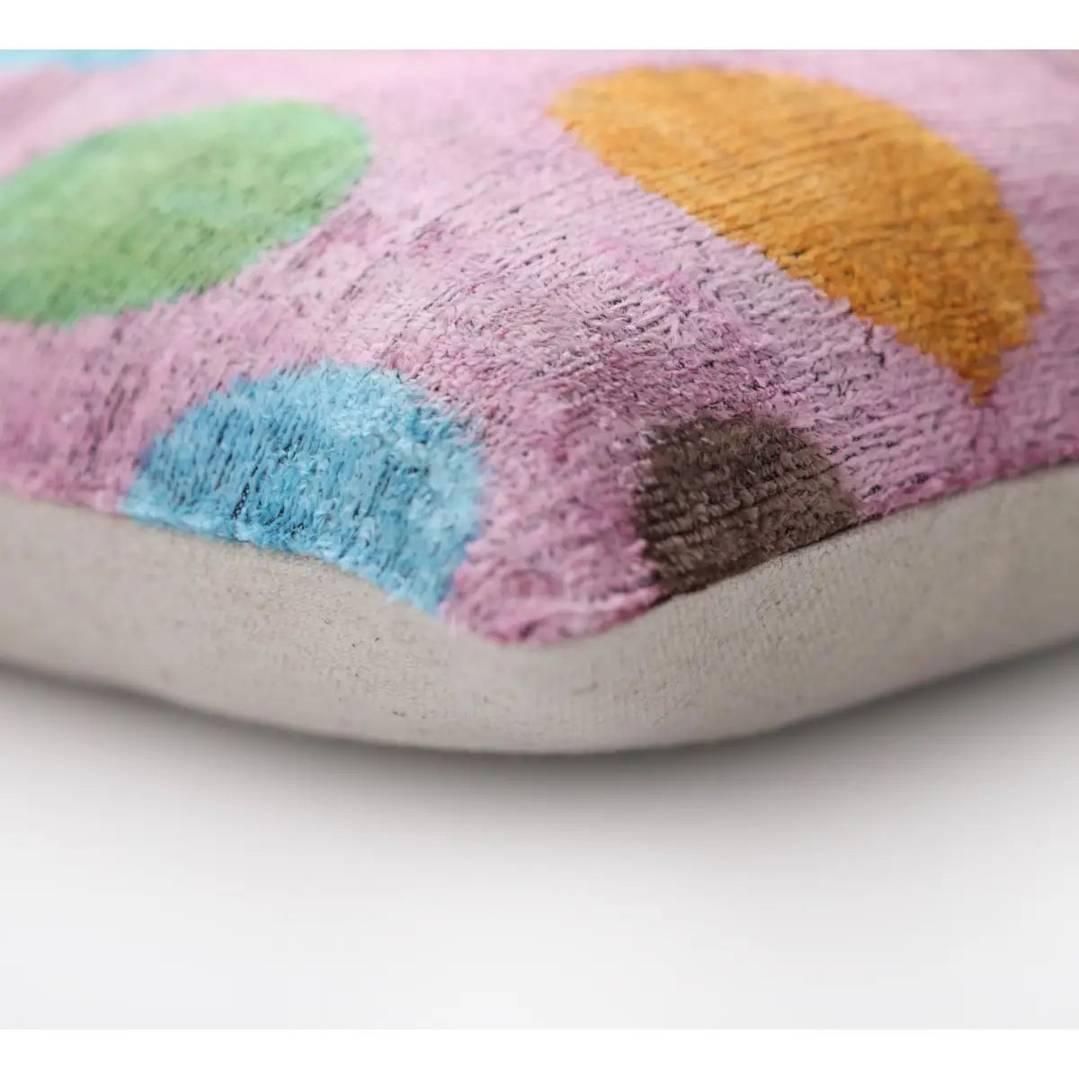 Luxury Polka Dot Silk Velvet Throw Pillow 16x24 – Handmade Multicolor Designer Lumbar - Canvello