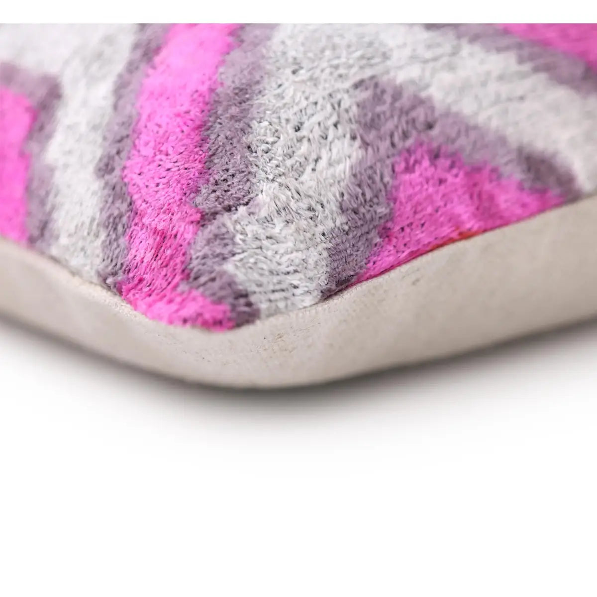 Luxury Silk Velvet Pillow – Handmade Pink & Gray Geometric Lumbar Cushion - 16x24 - Canvello