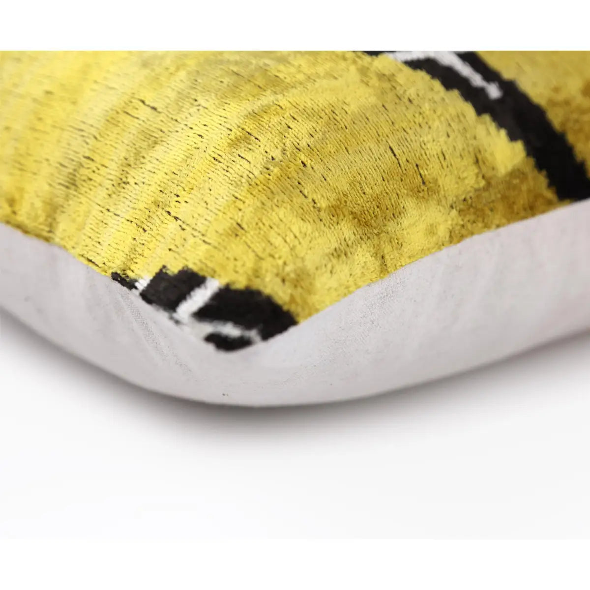 Luxury Yellow Silk Velvet Throw Pillow 16x24 – Handmade Geometric Designer Lumbar - Canvello