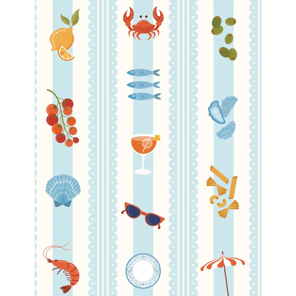 Mabilia Wallpaper - Summer Seaside Stripe - by Danielle Chandler Design - Loomwell Home Goods