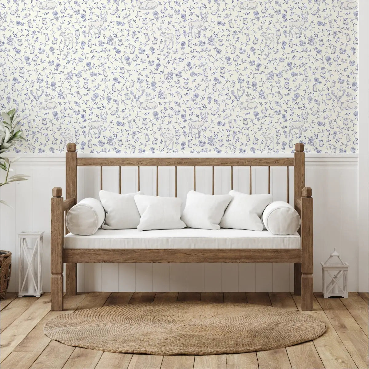 Madge Wallpaper - Tiny Deer and Bunnies - by Jun Shu Create - Loomwell Home Goods