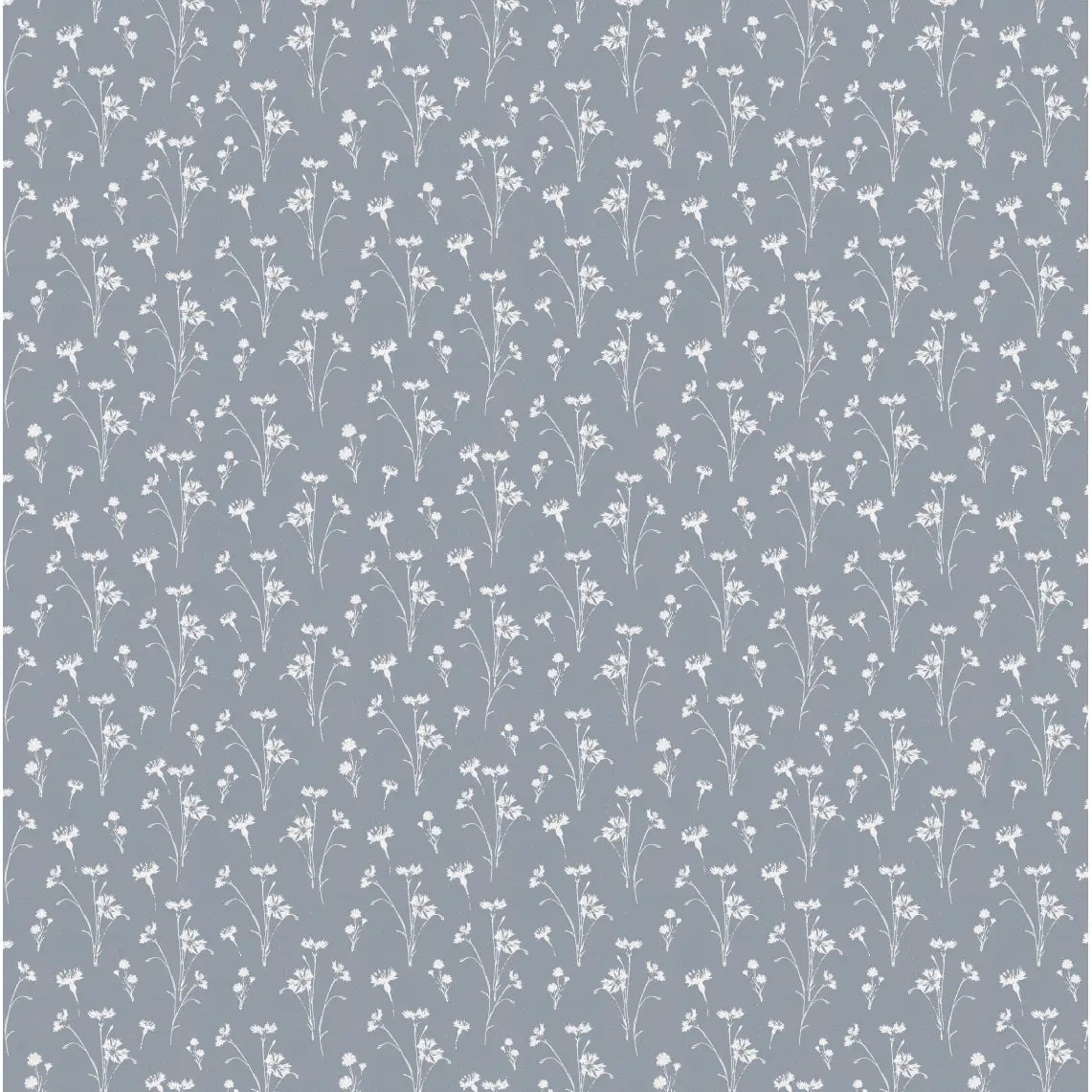 Madison Wallpaper - Natural Flower Stems - by Elfi Yang - Sample 1 foot by 1 foot / Blue / Small Scale - Loomwell Home