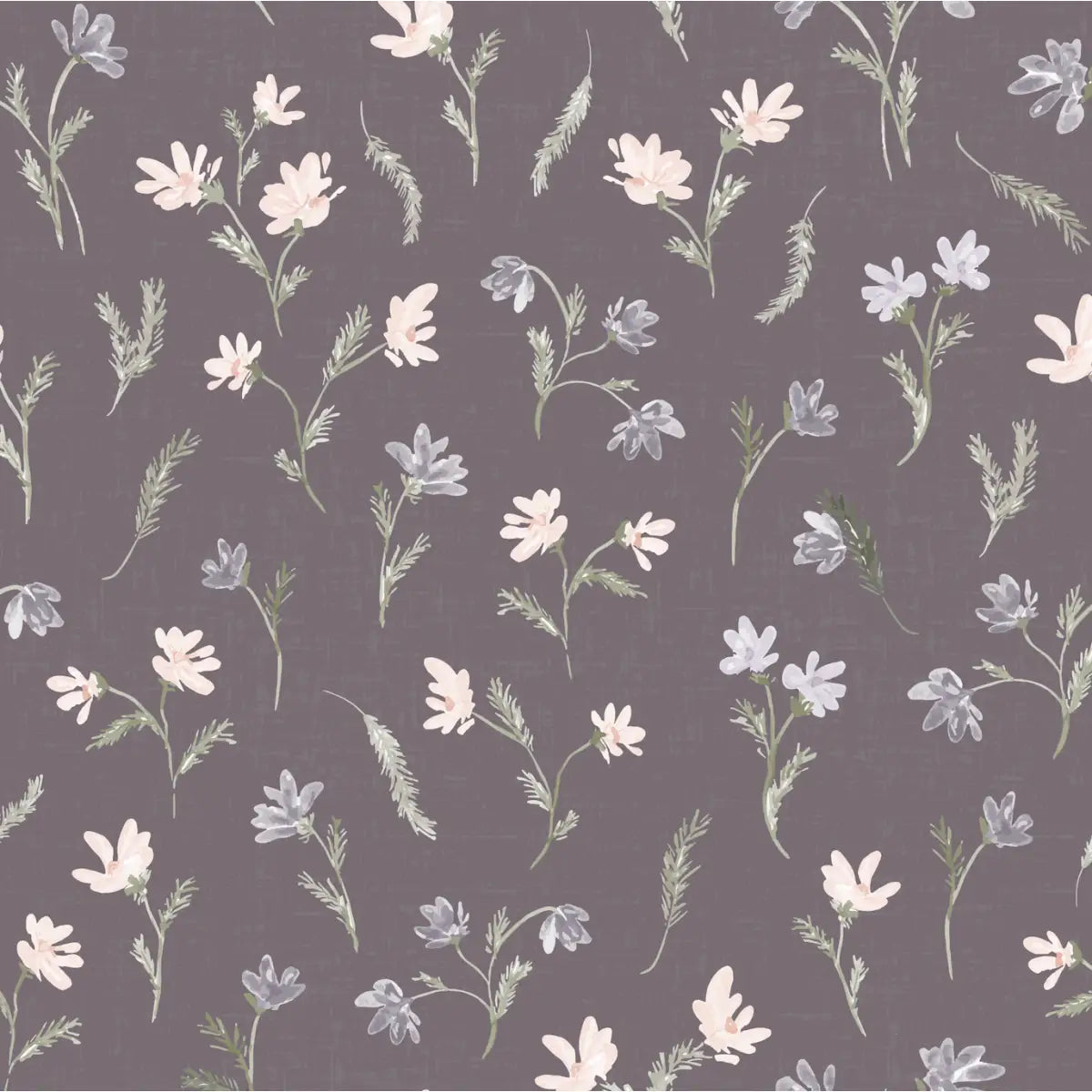 Mae Wallpaper - Plum Flower Scatter - by Lisee Ree Designs - Sample 1 foot by 1 foot / Plum - Loomwell Home Goods