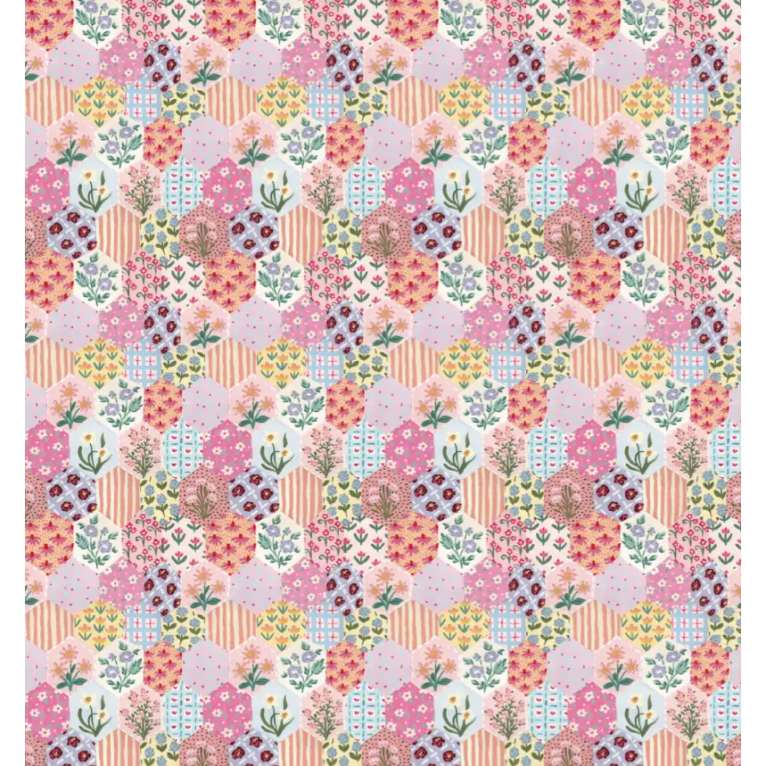 Maelia Wallpaper - Patchwork Quilt Flowers - by Sabina Maria - Loomwell Home Goods