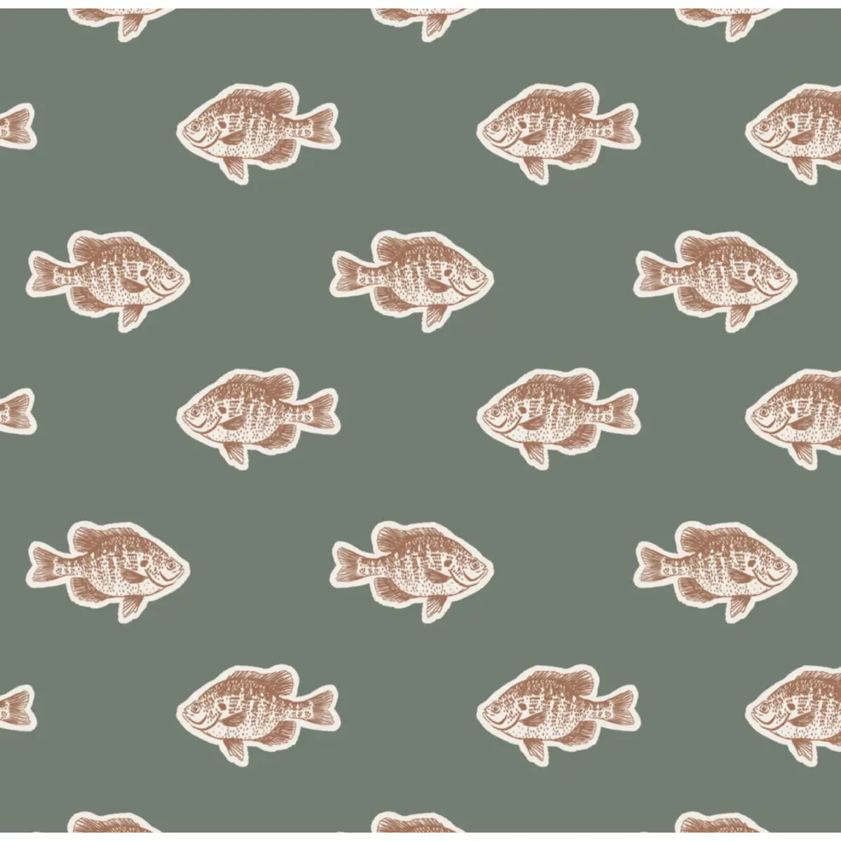 Mahi Wallpaper - Tropical Fish - by Kim Hallquist Designs - Sample 1 foot by 1 foot / Dark Green - Loomwell Home Goods