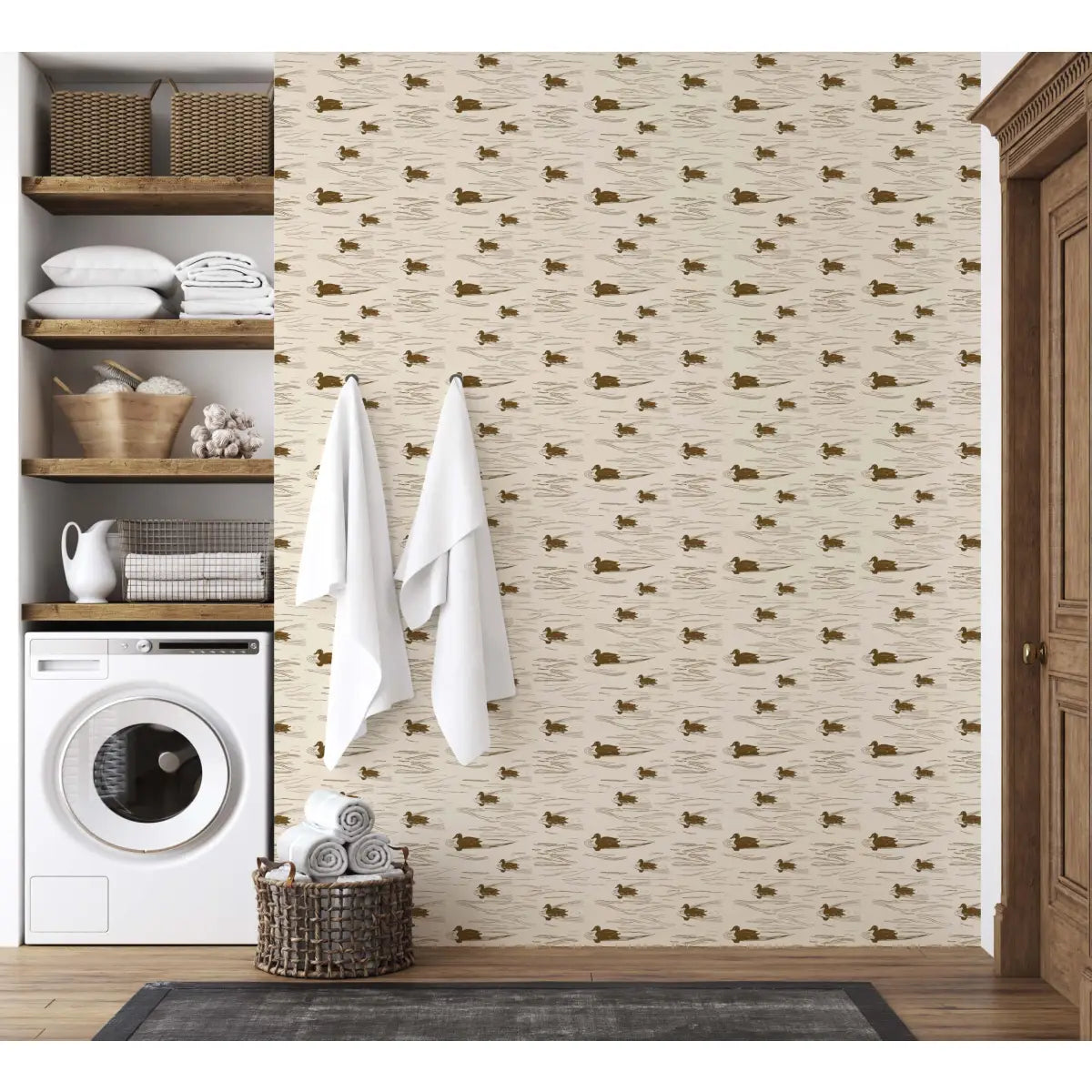 Mallard Wallpaper - Swimming Ducks - by Cassandra Zaniboni - Loomwell Home Goods