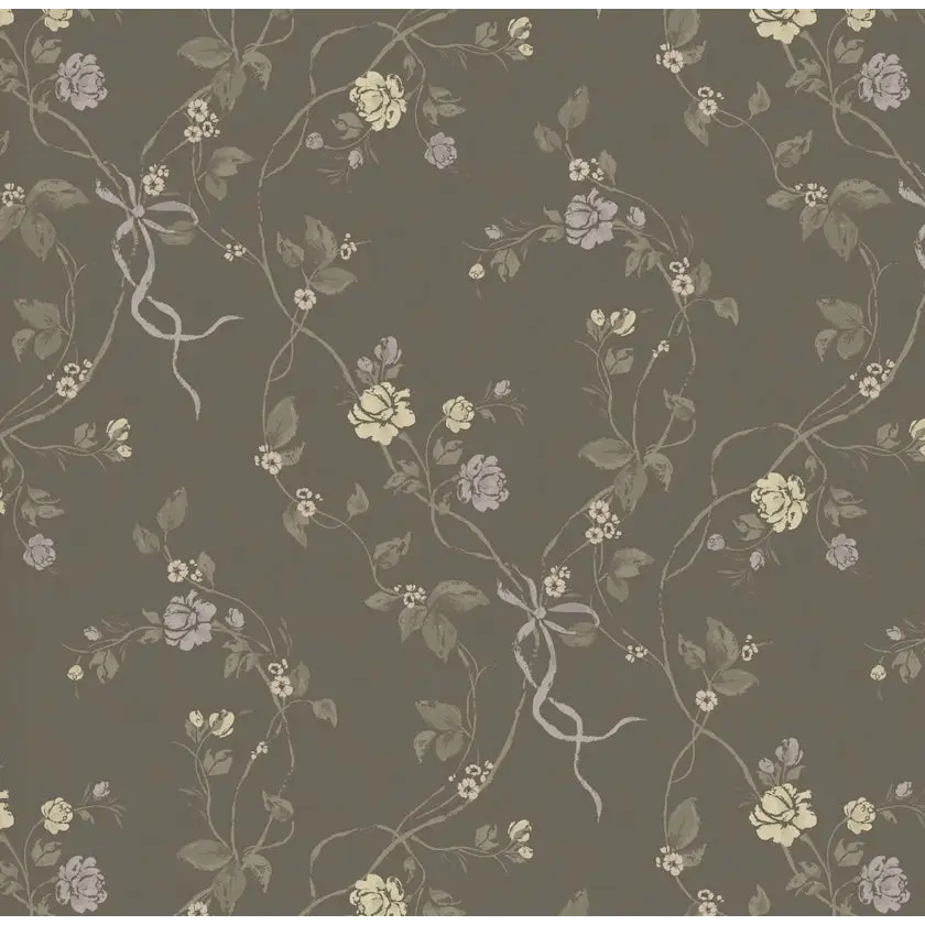 Marilyn Wallpaper - Romantic Flower Vines - by Katie Burt Art - Sample 1 foot by 1 foot / Olive / Large - Loomwell Home