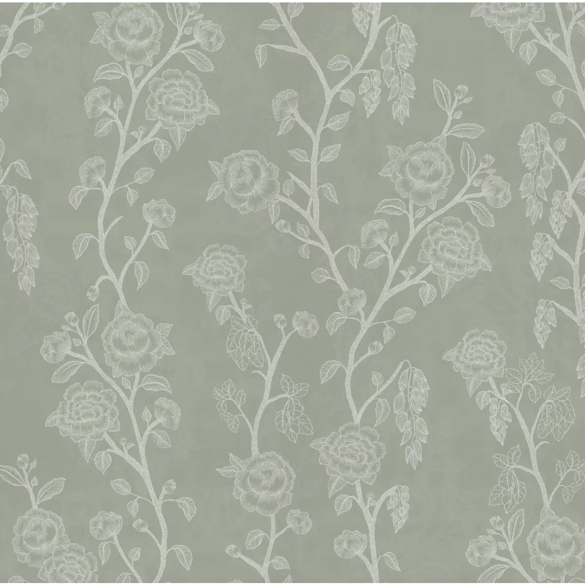 Marina Wallpaper - Natural Roses - by Bloomery Decor - Sample 1 foot by 1 foot / Dark Sage - Loomwell Home Goods
