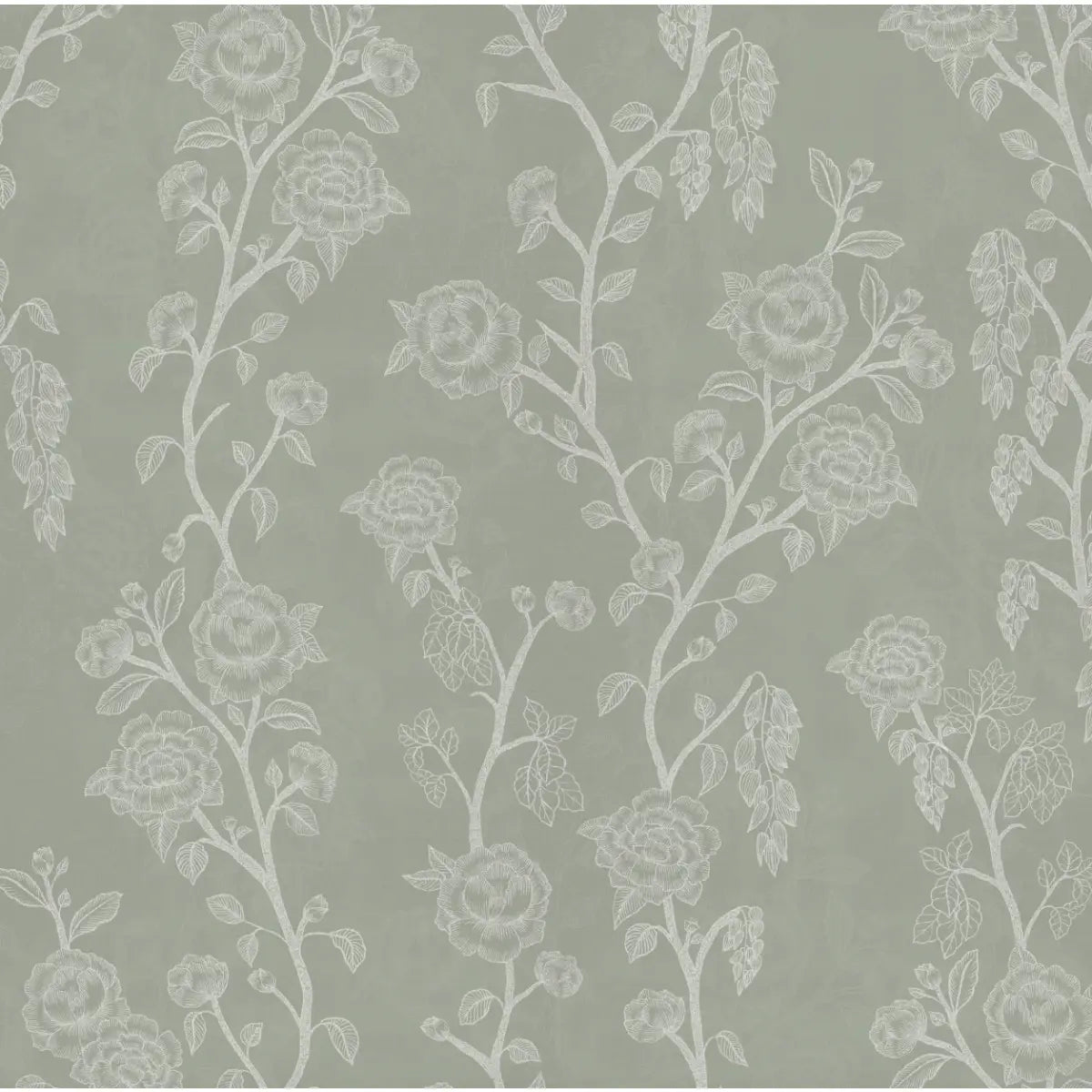 Marina Wallpaper - Natural Roses - by Bloomery Decor - Sample 1 foot by 1 foot / Dark Sage - Loomwell Home Goods