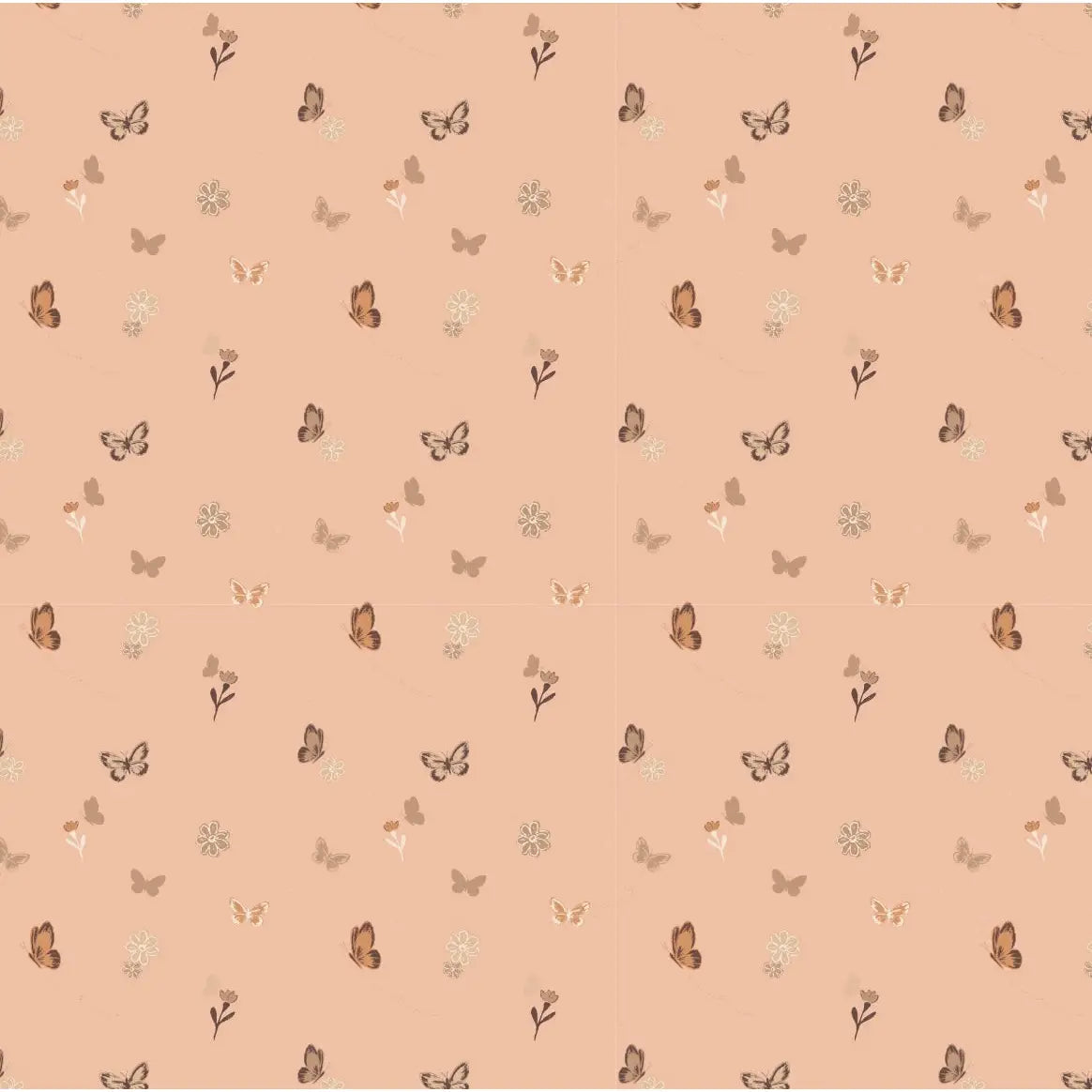 Marlo Wallpaper - Tiny Butterflies - by The Feral Flower - Sample 1 foot by 1 foot / Peach - Loomwell Home Goods
