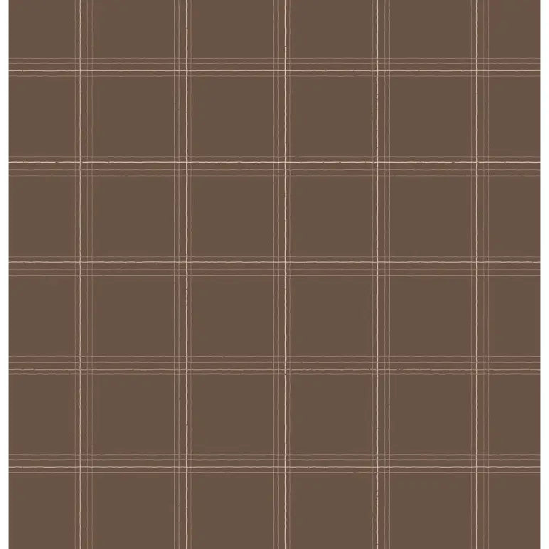 Max Wallpaper - Fine Line Check - by The Feral Flower - Sample 1 foot by 1 foot / Brown - Loomwell Home Goods