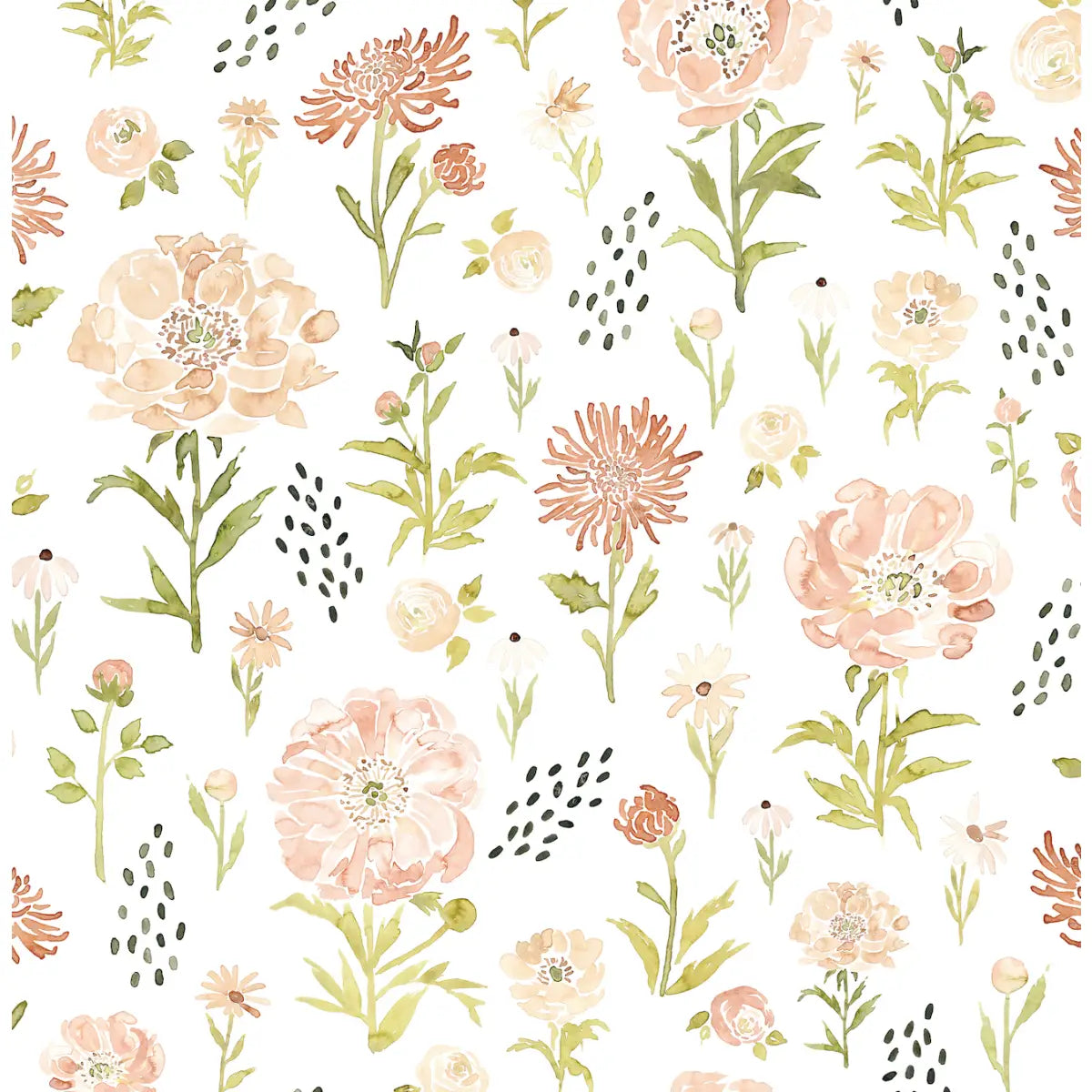 Mercedes Wallpaper - Watercolor Flowers - by Mackenzie Nelson - Loomwell Home Goods