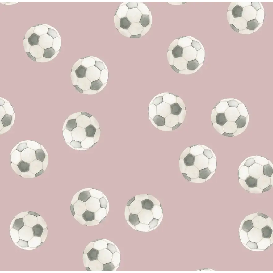 Messi Wallpaper - Soccer Balls - by Hailey Kiefer - Sample 1 foot by 1 foot / Pink - Loomwell Home Goods