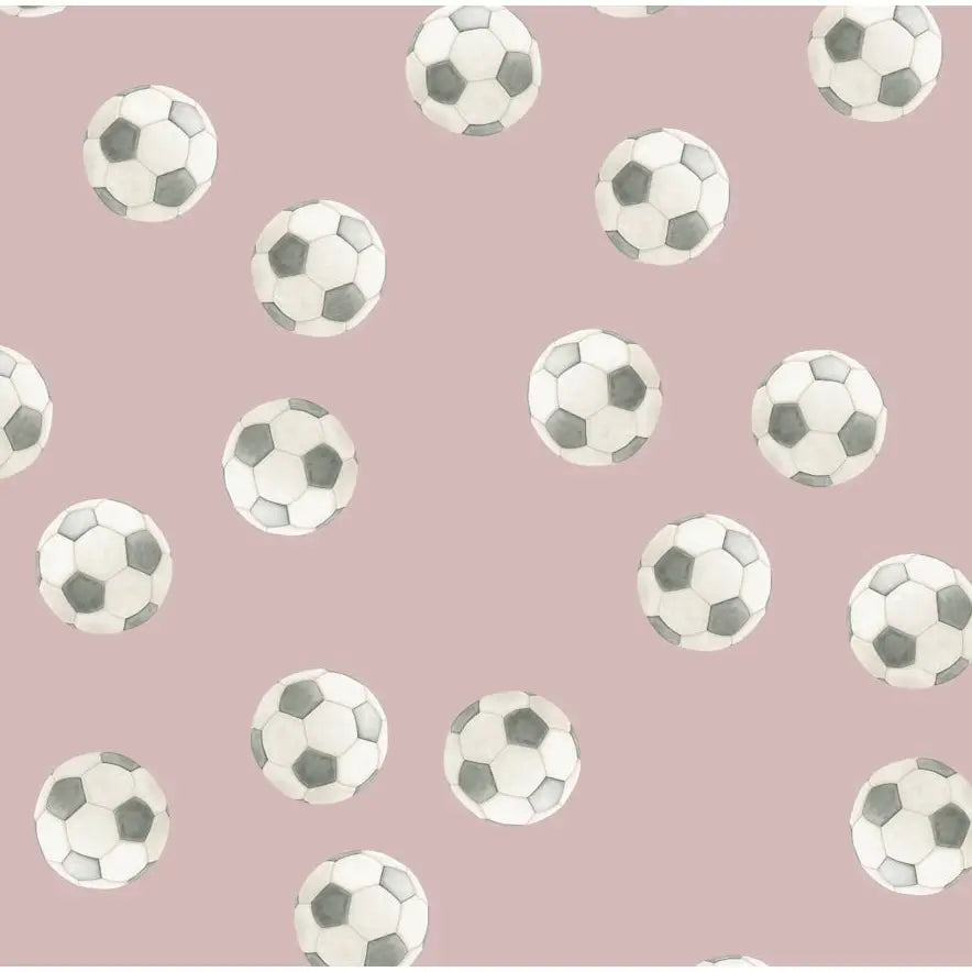 Messi Wallpaper - Soccer Balls - by Hailey Kiefer - Sample 1 foot by 1 foot / Pink - Loomwell Home Goods