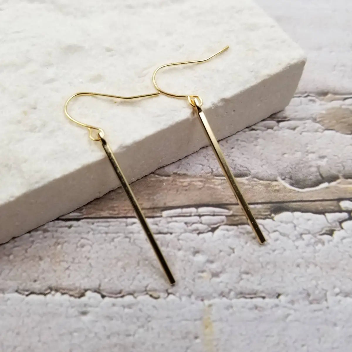 Metal Stick Earrings - Gold Silver - Gold - Honeybee Vintage