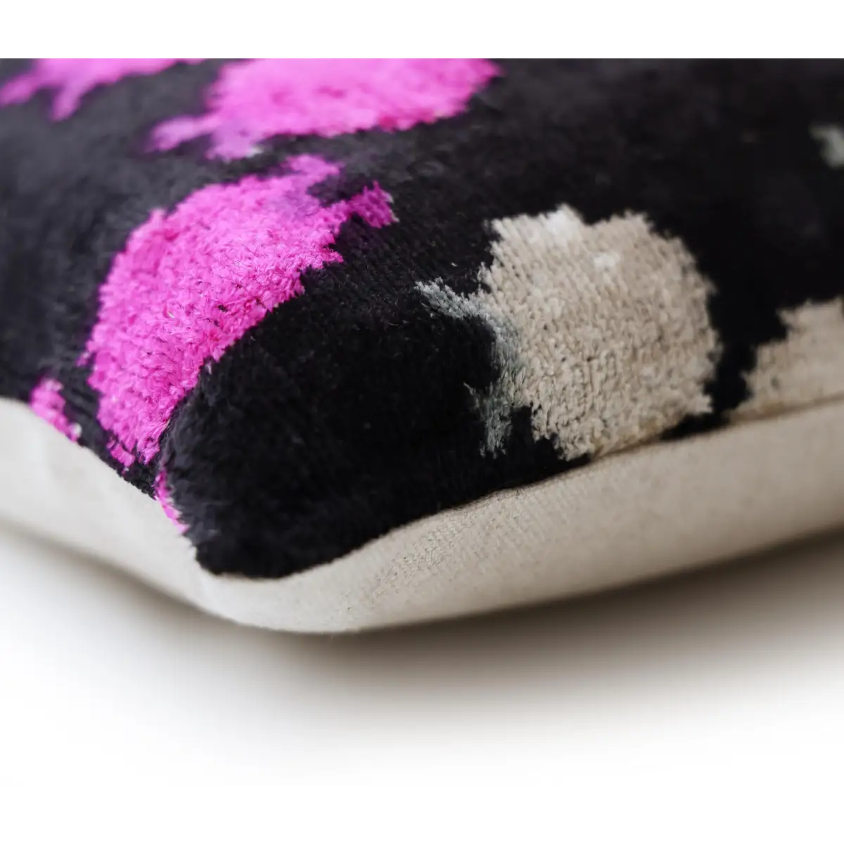 Midnight & Magenta Ikat Silk Velvet Pillow - 20’’ x 20’’ - Canvello