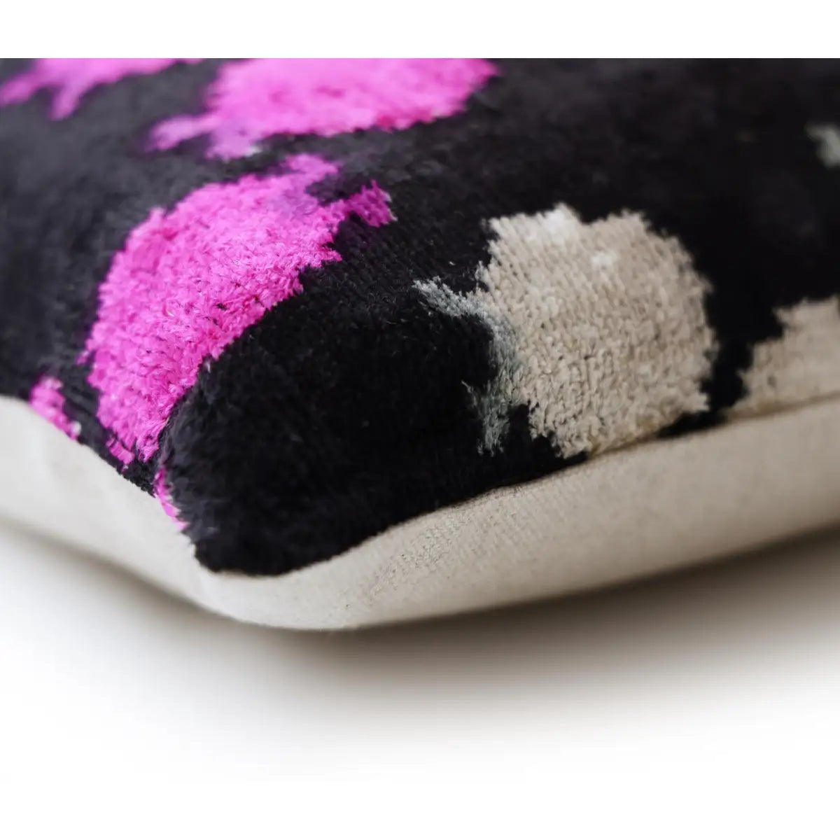 Midnight & Magenta Ikat Silk Velvet Pillow - 20’’ x 20’’ - Canvello