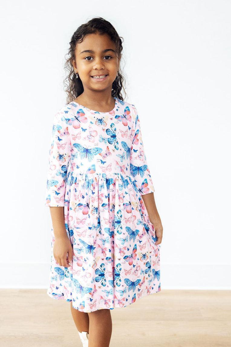 Little Flutters 3/4 Sleeve Pocket Twirl Dress - Mila & Rose ®