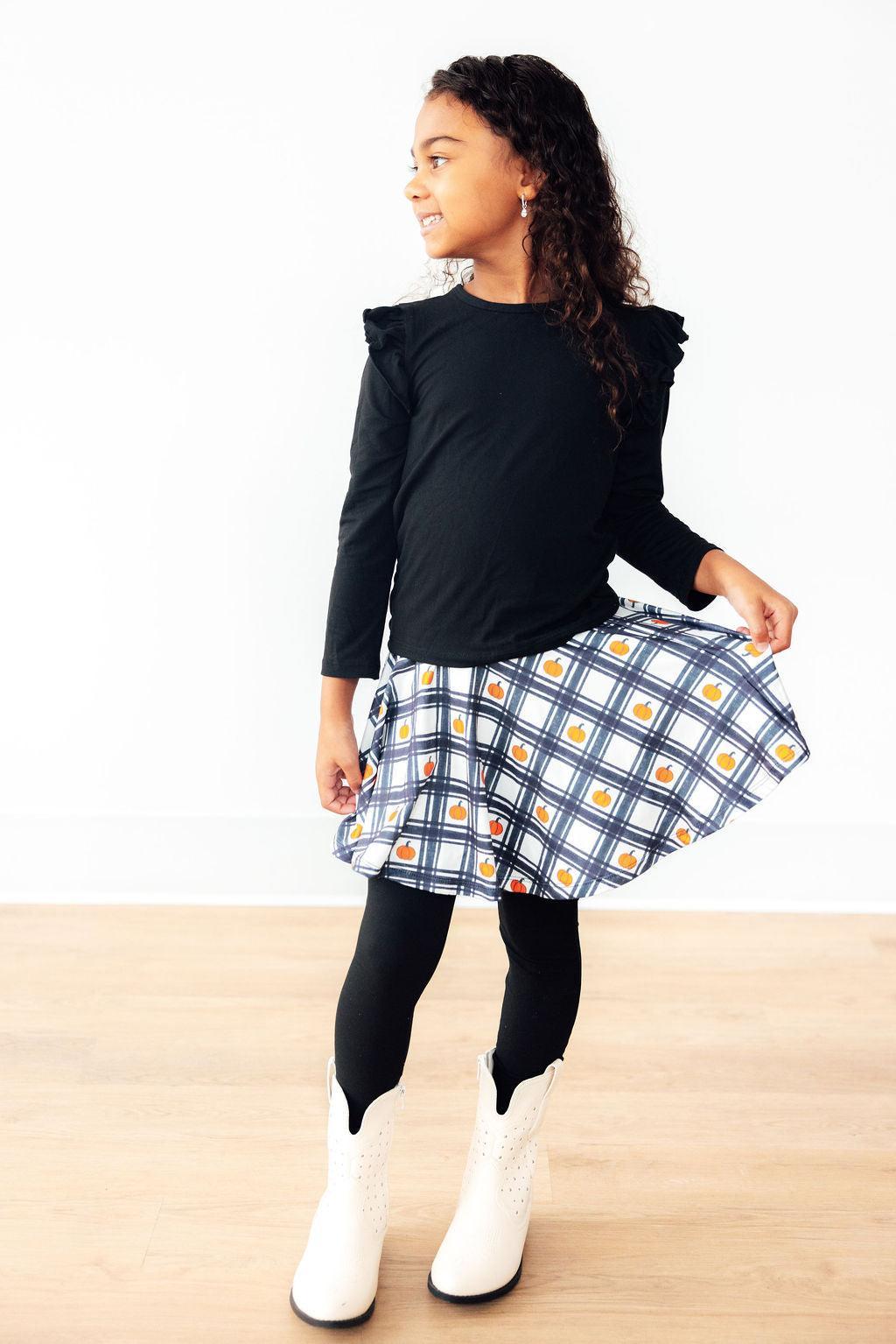 Plaid Pumpkins Twirl Skirt with Leggings - Mila & Rose ®