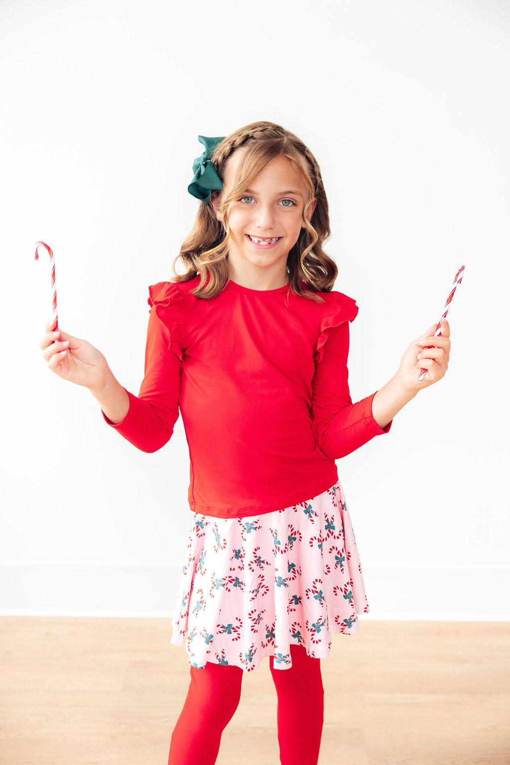 Candy Cane Cutie Twirl Skirt with Leggings