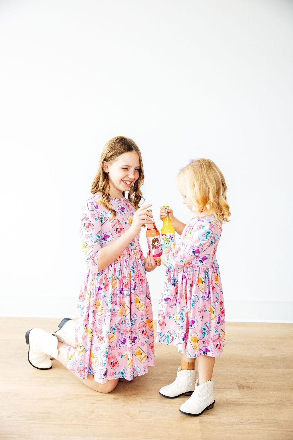 Girly Pop 3/4 Sleeve Pocket Twirl Dress - Mila & Rose ®