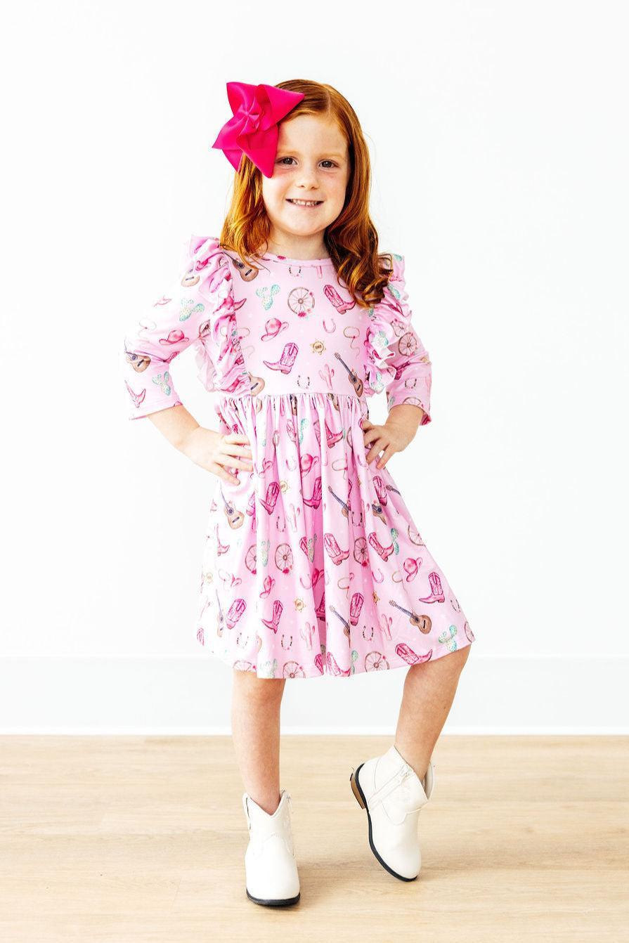 Boot Scootin’ 3/4 Sleeve Ruffle Twirl Dress - Mila & Rose ®