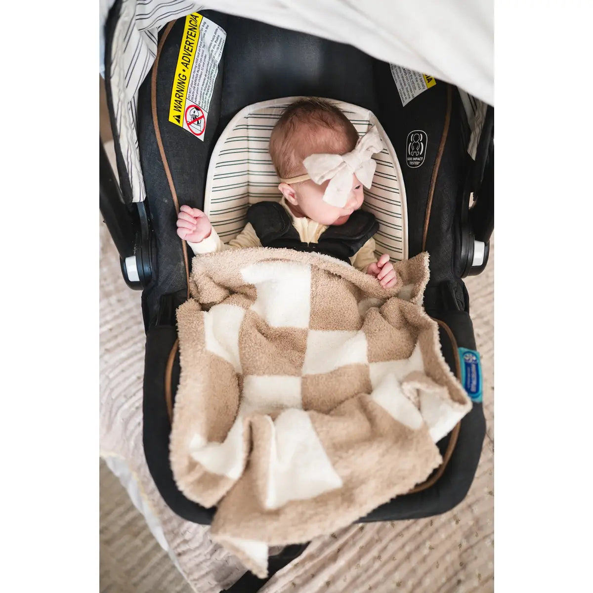 Mini Blanket - Checker Taupe/White - Harp Angel Boutique